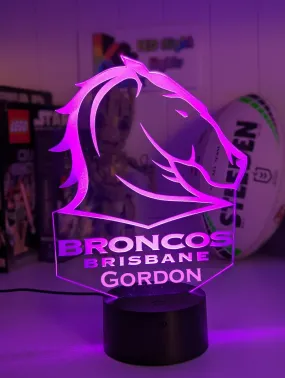 Brisbane Broncos Rugby League LED Night Light Lamp