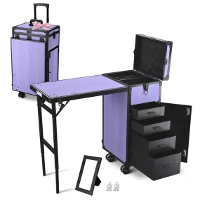 Byootique Rolling Purple Makeup Desk - Portable, Expandable & Safe