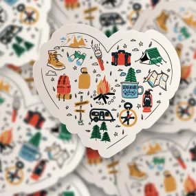 Camping Heart Outdoor Adventure Sticker - 3"