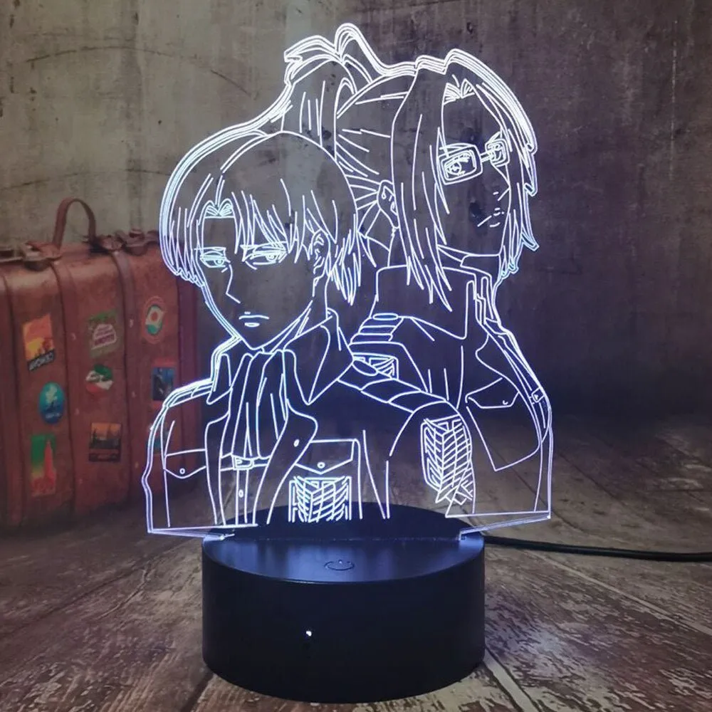 Captain Levi Ackerma & Hange Zoë Personalised 3D LED Night Light Lamp