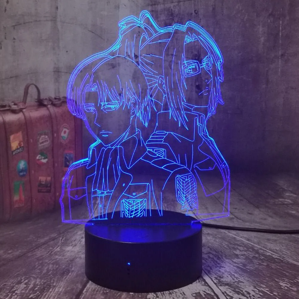 Captain Levi Ackerma & Hange Zoë Personalised 3D LED Night Light Lamp