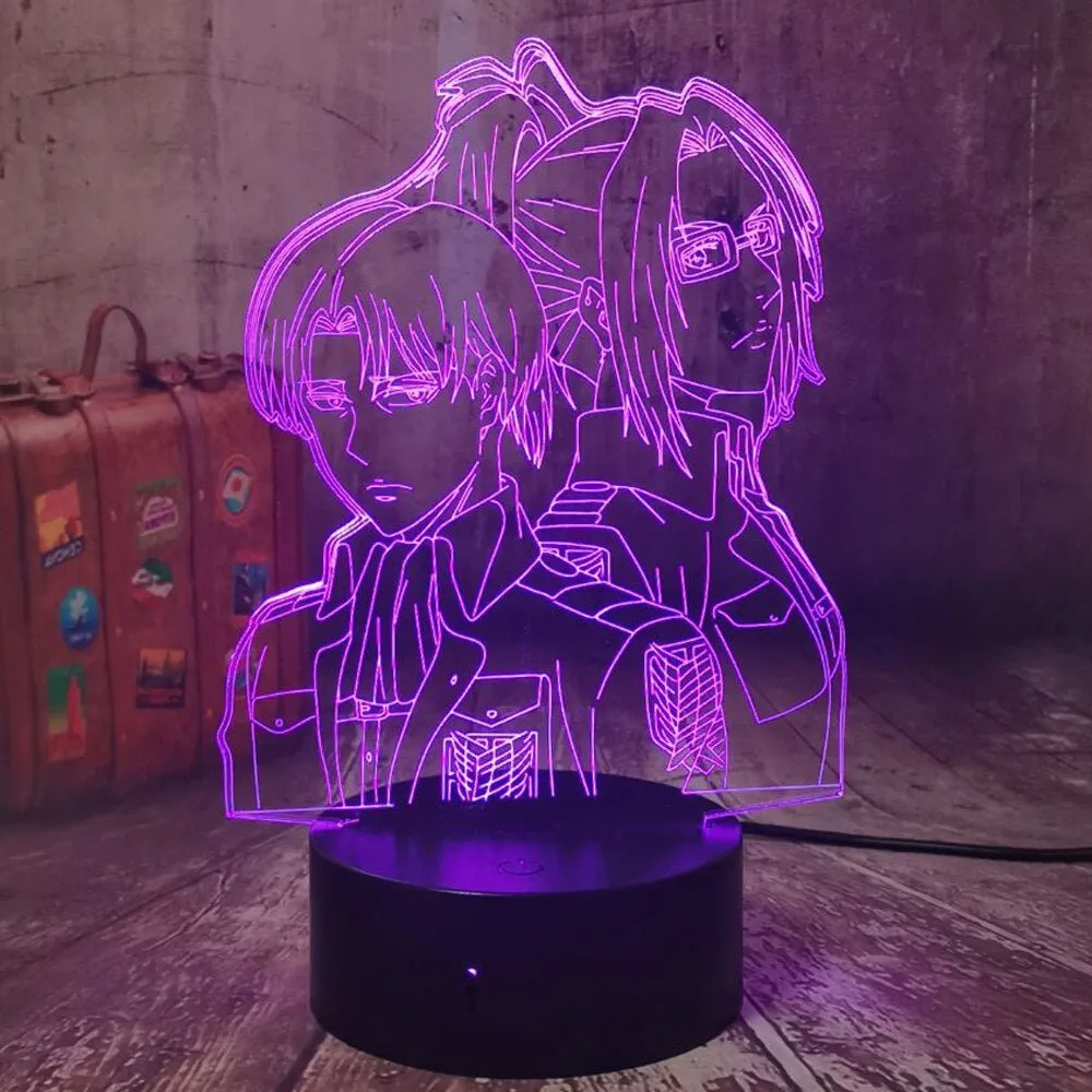 Captain Levi Ackerma & Hange Zoë Personalised 3D LED Night Light Lamp