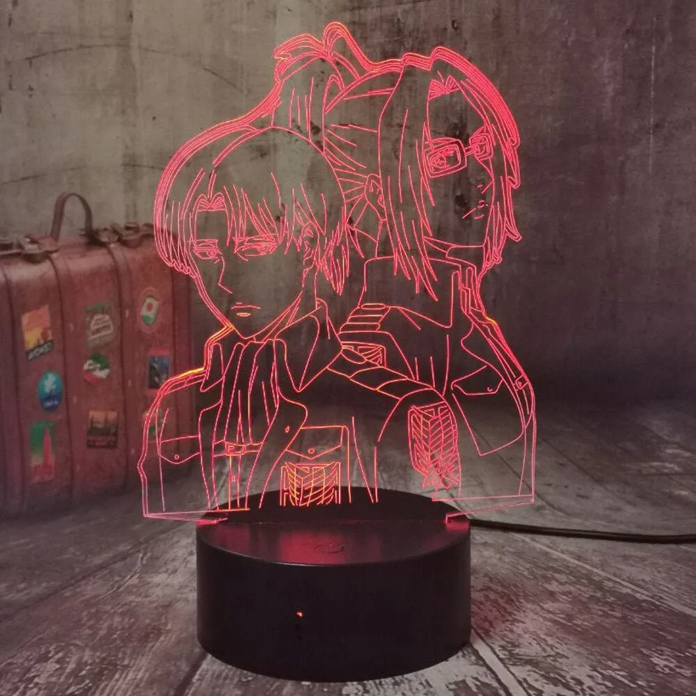 Captain Levi Ackerma & Hange Zoë Personalised 3D LED Night Light Lamp
