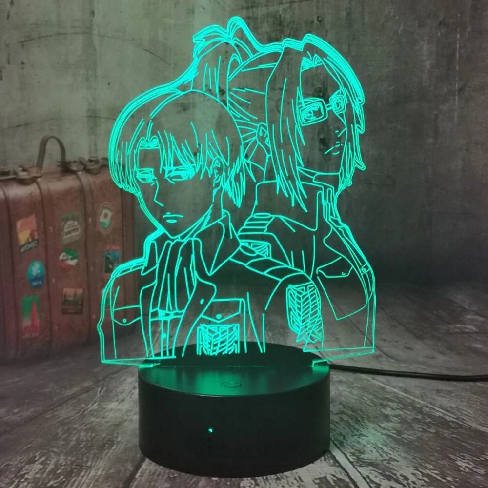 Captain Levi Ackerma & Hange Zoë Personalised 3D LED Night Light Lamp