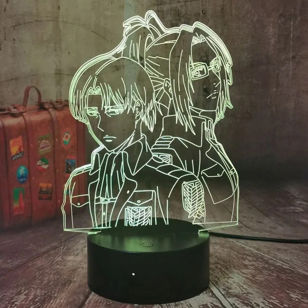 Captain Levi Ackerma & Hange Zoë Personalised 3D LED Night Light Lamp