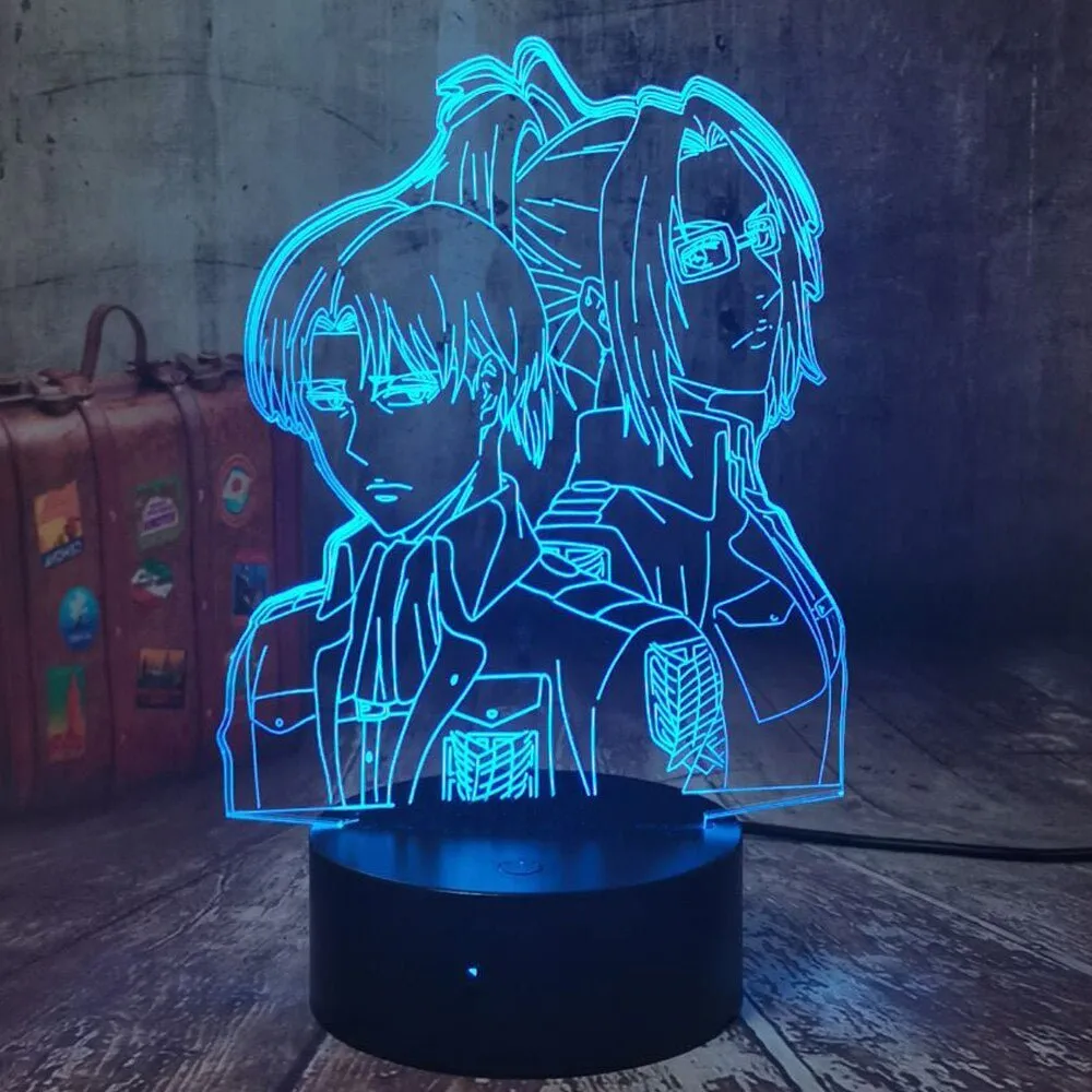 Captain Levi Ackerma & Hange Zoë Personalised 3D LED Night Light Lamp