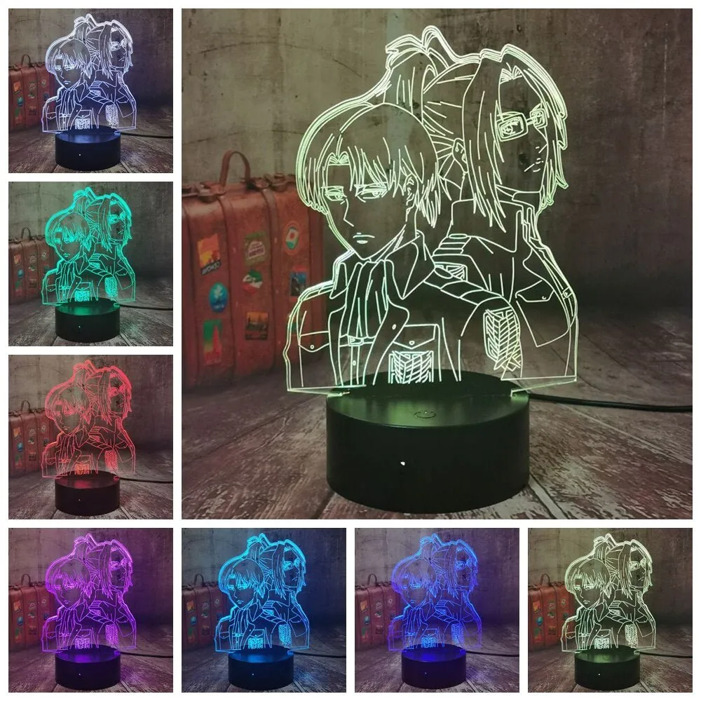 Captain Levi Ackerma & Hange Zoë Personalised 3D LED Night Light Lamp