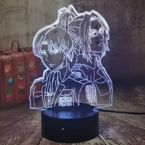 Captain Levi Ackerma & Hange Zoë Personalised 3D LED Night Light Lamp