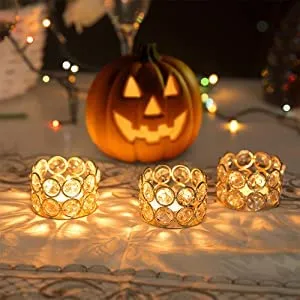 CentraLit Crystal Votives Bowl Candle Holders Tealight Candle Holder for Home Decoration, Diya Diwali Decoration Lights Centerpieces for Wedding Home Party Table Decoration Gold (Gold (Pack of 4))