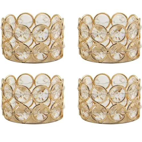 CentraLit Crystal Votives Bowl Candle Holders Tealight Candle Holder for Home Decoration, Diya Diwali Decoration Lights Centerpieces for Wedding Home Party Table Decoration Gold (Gold (Pack of 4))