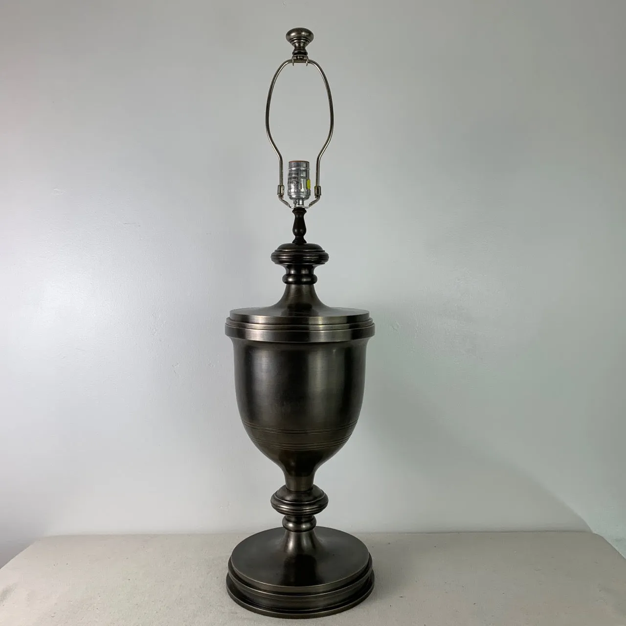 Chapman Manufacturing Co. Pewter Lamp with Custom Shade