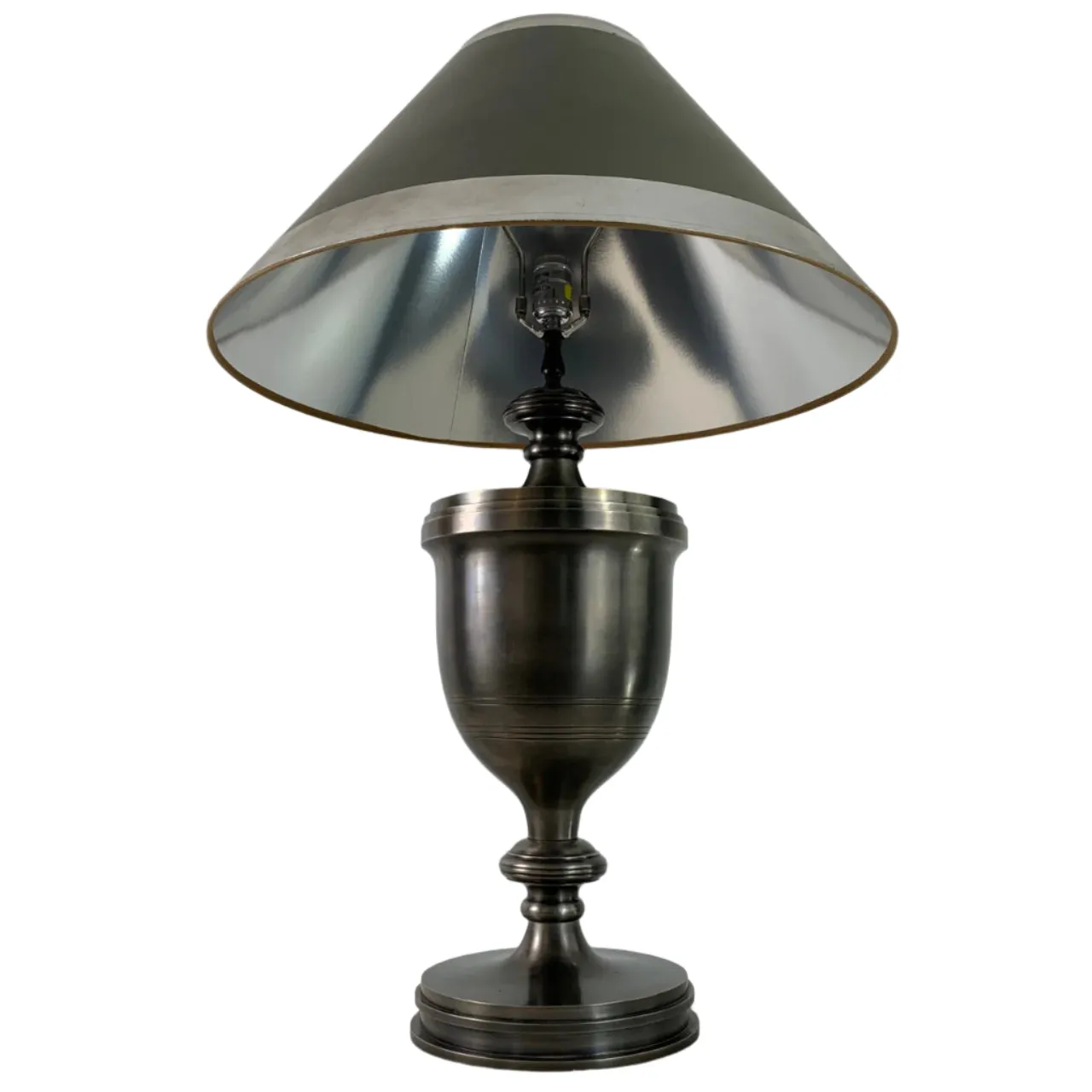 Chapman Manufacturing Co. Pewter Lamp with Custom Shade