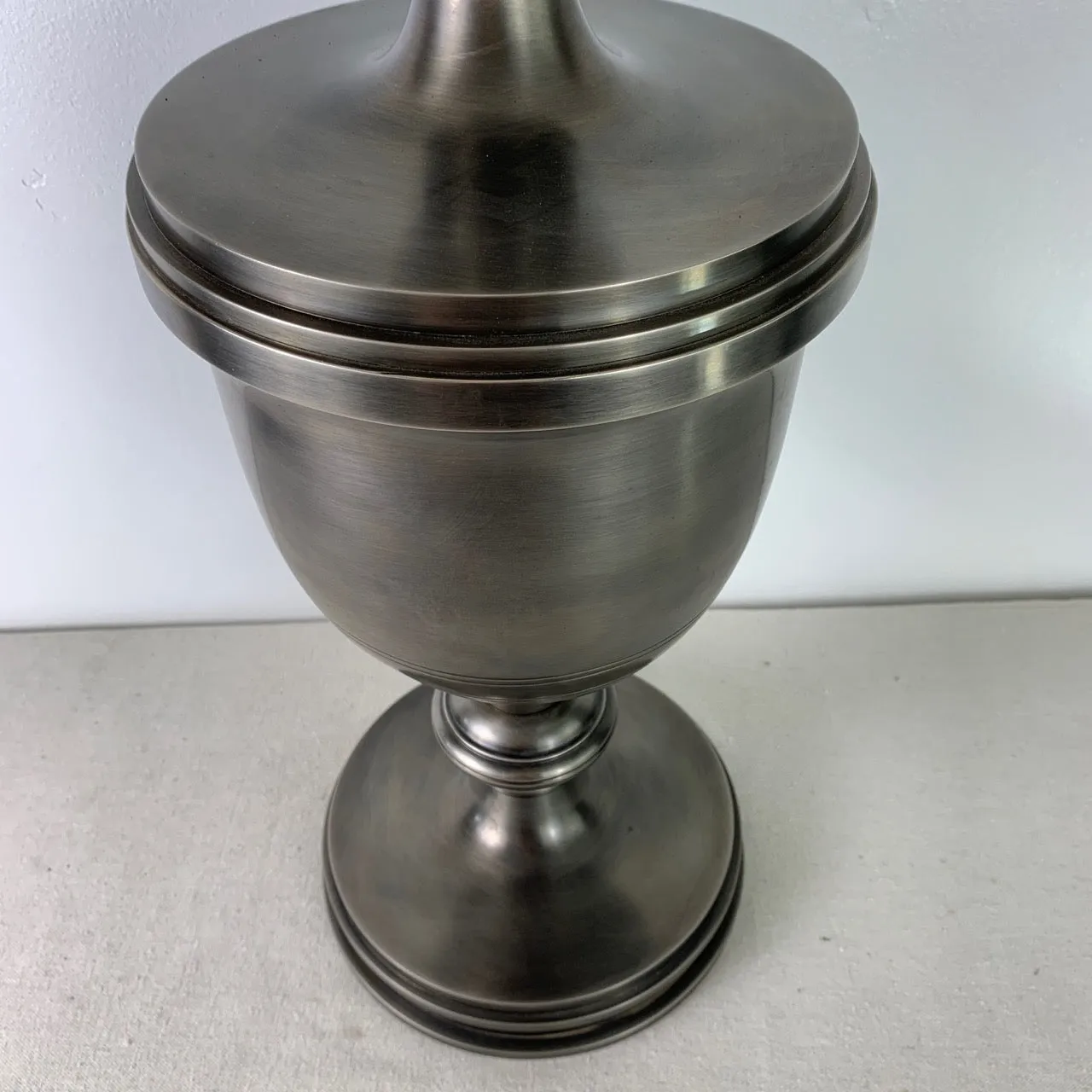 Chapman Manufacturing Co. Pewter Lamp with Custom Shade