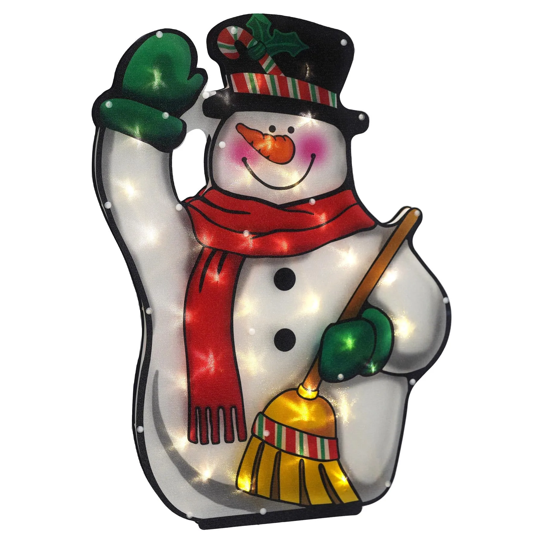 Christmas Silhouette Broom & Snowman