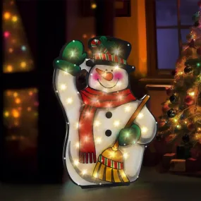 Christmas Silhouette Broom & Snowman