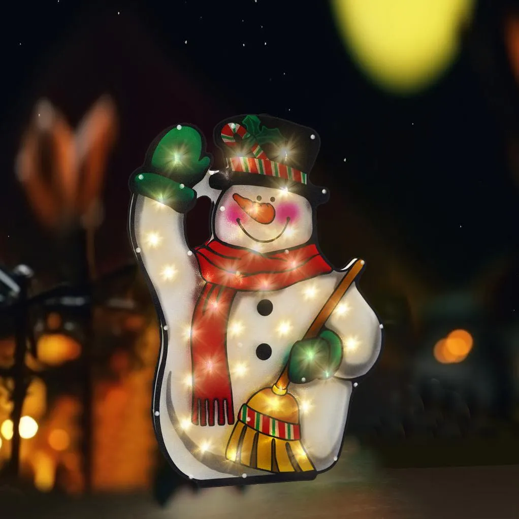 Christmas Silhouette Broom & Snowman