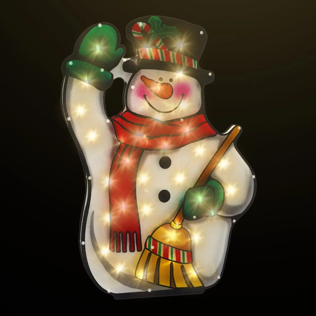 Christmas Silhouette Broom & Snowman