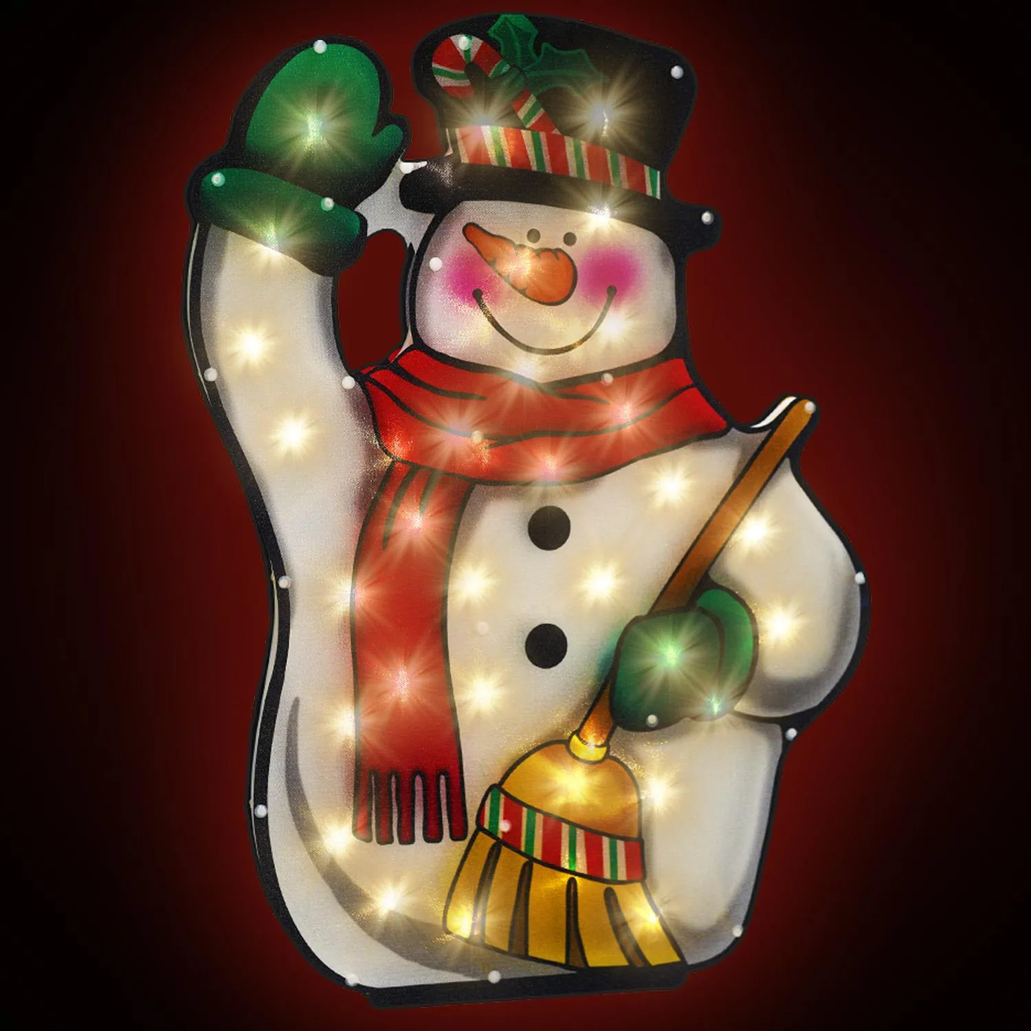 Christmas Silhouette Broom & Snowman