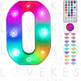 Colorful Light up Letters Led Marquee Letter Lights with Remote 18 Colors Letters with Lights for Wedding Birthday Party Lamp Christmas Home Bar Decoration - Diamond Design Battery Powered - O