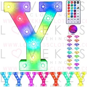Colorful Light up Letters Led Marquee Letter Lights with Remote 18 Colors Letters with Lights for Wedding Birthday Party Lamp Christmas Home Bar Decoration - Diamond Design Battery Powered - Y