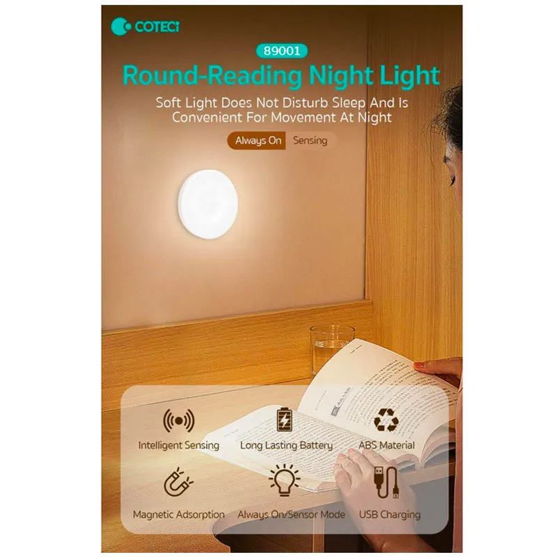 COTECi Round-Reading Night Light (White)