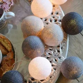 Cotton Balls String Lights | 10 Grey