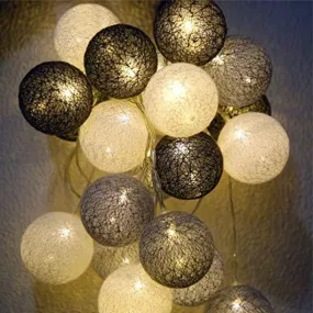 Cotton Balls String Lights | 20 Grey