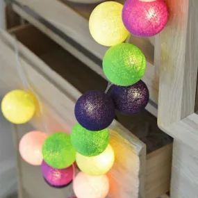 Cotton Balls String Lights | 20 Multi-Colour