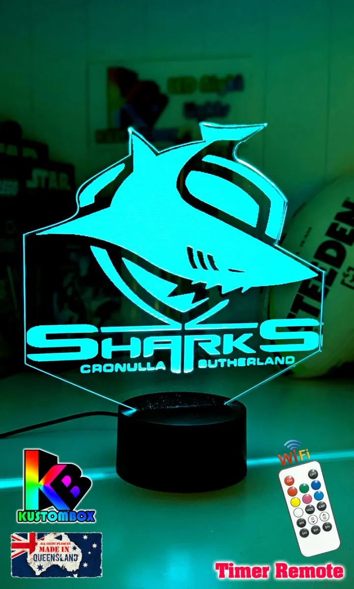 CRONULLA SHARKS Rugby League Football Club LED Night Light
