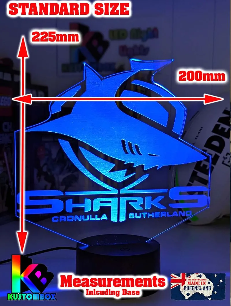 CRONULLA SHARKS Rugby League Football Club LED Night Light