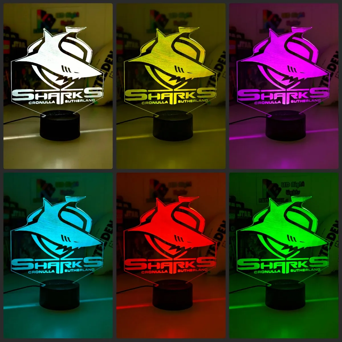 CRONULLA SHARKS Rugby League Football Club LED Night Light