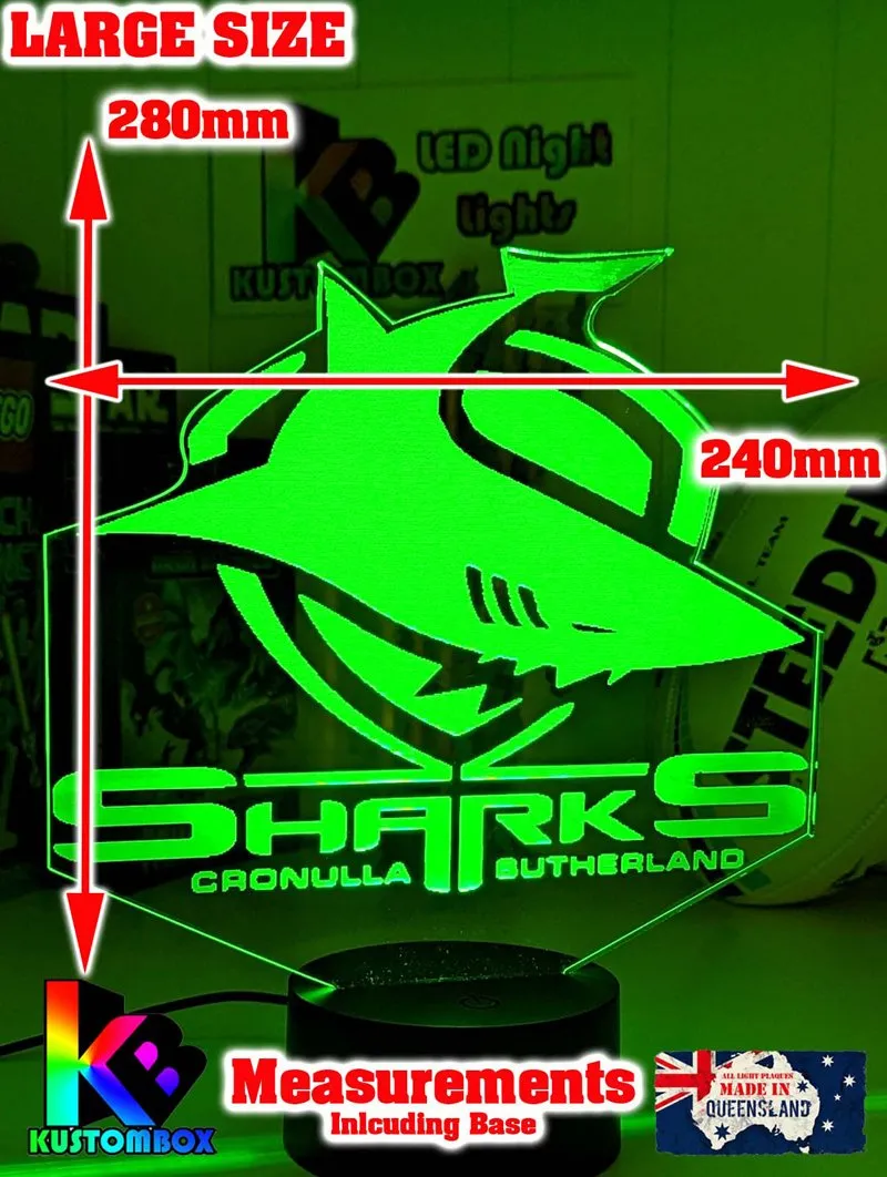 CRONULLA SHARKS Rugby League Football Club LED Night Light