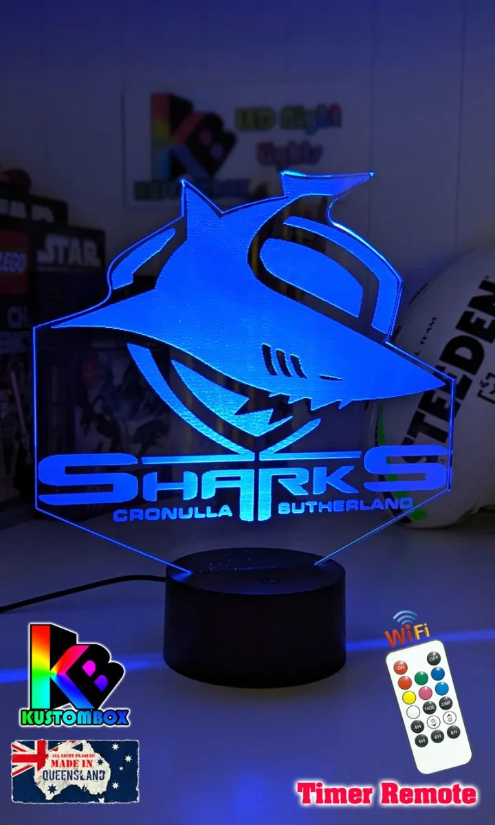 CRONULLA SHARKS Rugby League Football Club LED Night Light