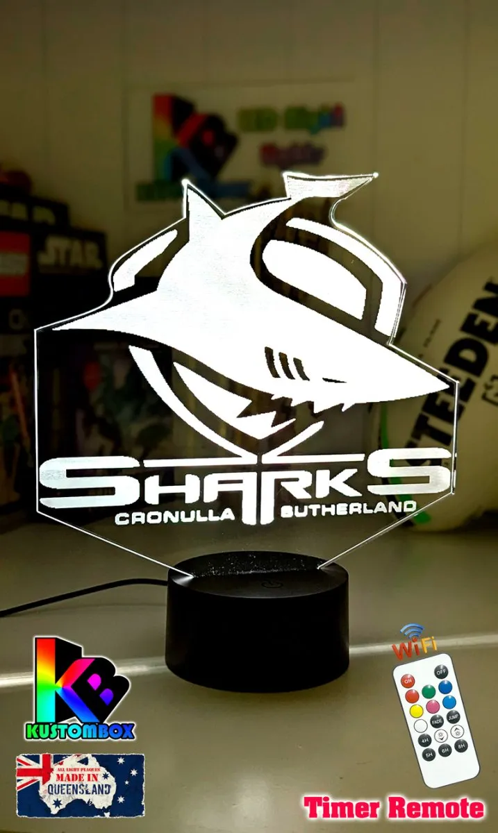 CRONULLA SHARKS Rugby League Football Club LED Night Light