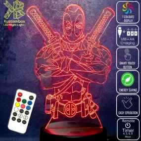 Deadpool 2 Swords 3D LED Night Light Lamp