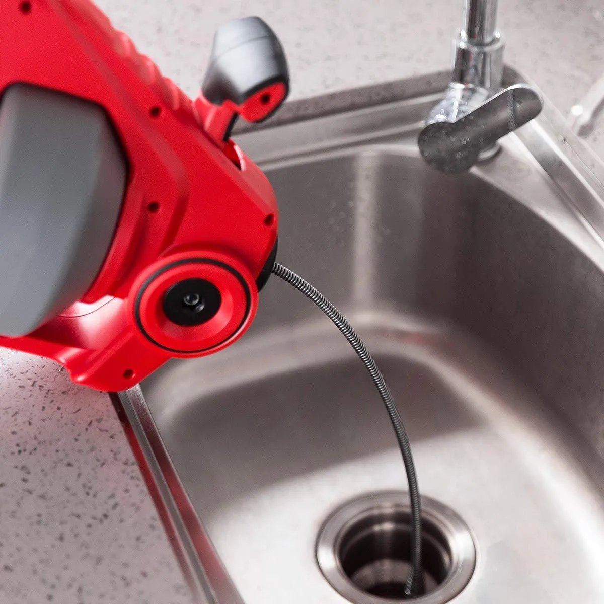 DOEWORKS 20-Volt Automatic Cordless Drain Clog Remover for 3/4" to 2"(19-50mm) Pipes, Drain Auger with 25Ft(7m) Replaceable Flexible Shaft, Snake Sink Clog Pipe Cleaner Plumbing Power Tool
