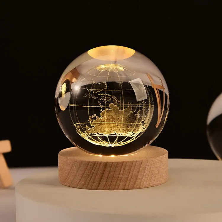 Enchanted Astronaut Crystal Night Light - 3D LED Touch Switch Engraved Sphere