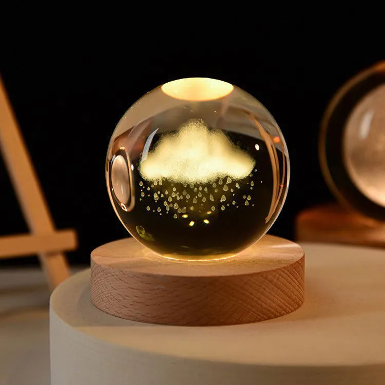 Enchanted Astronaut Crystal Night Light - 3D LED Touch Switch Engraved Sphere