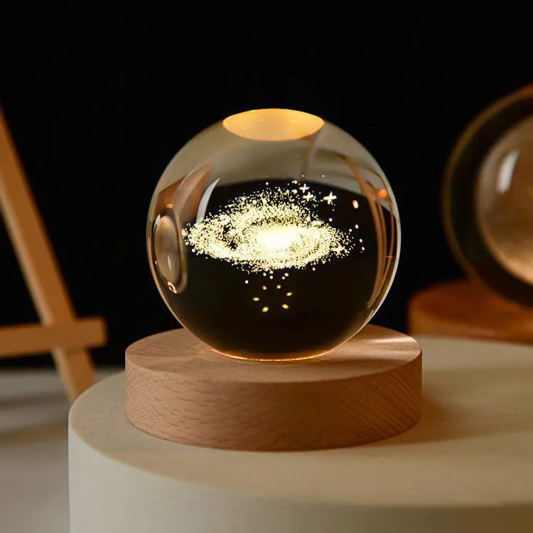 Enchanted Astronaut Crystal Night Light - 3D LED Touch Switch Engraved Sphere