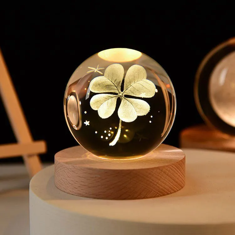 Enchanted Astronaut Crystal Night Light - 3D LED Touch Switch Engraved Sphere