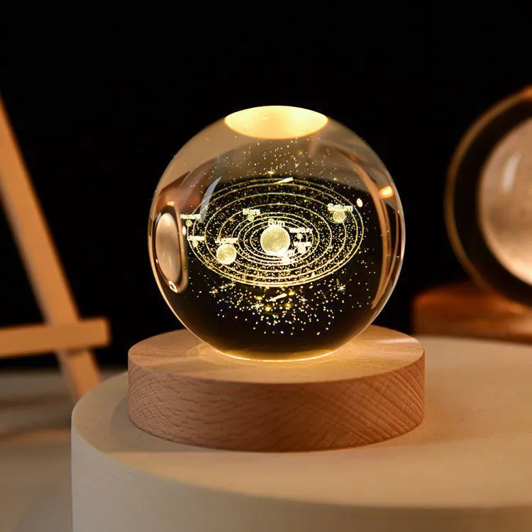 Enchanted Astronaut Crystal Night Light - 3D LED Touch Switch Engraved Sphere