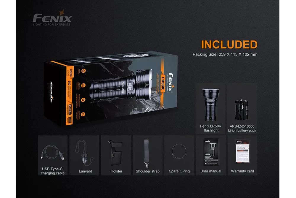 Fenix LR50R Multifunctional LED Search Light - 12000 Lumens