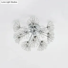 Firework Crystal Bead Ceiling Light - Elegant 9/15-Bulb Chrome Flush Mount for Dinning Room