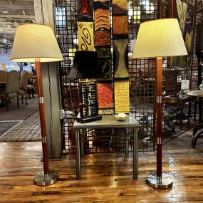 Floor Lamp, Contemporary, Brushed Nickel, Solid Wood