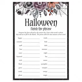 Floral Halloween Ladies Night Game Finish The Phrase