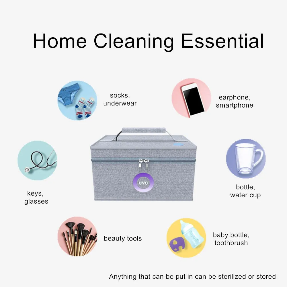 Foldable uv sterilizer bag with 1200mAh battery to clean household personal items