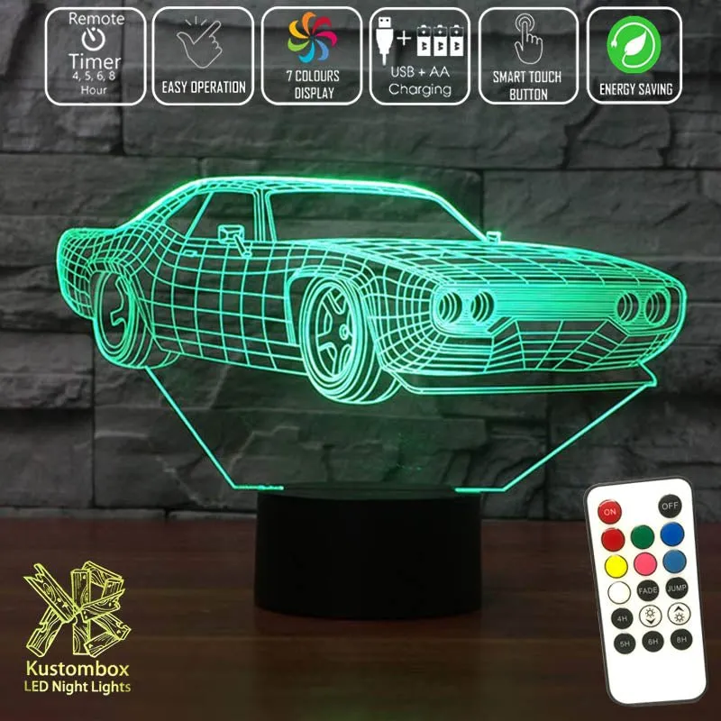 Ford Mustang Street Sports Car 3D LED Night Light Lamp