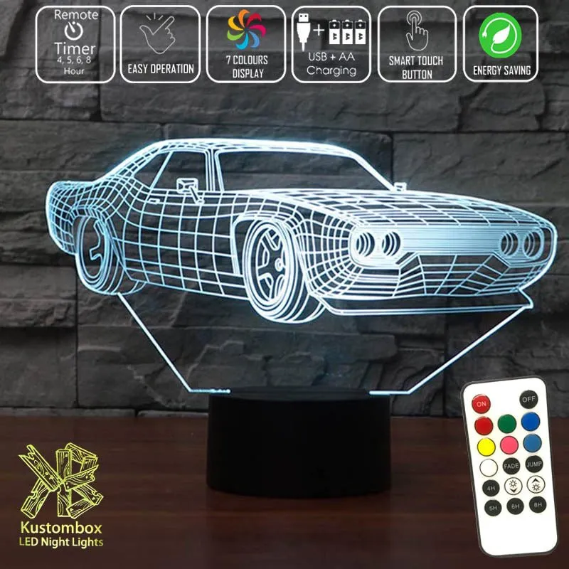 Ford Mustang Street Sports Car 3D LED Night Light Lamp