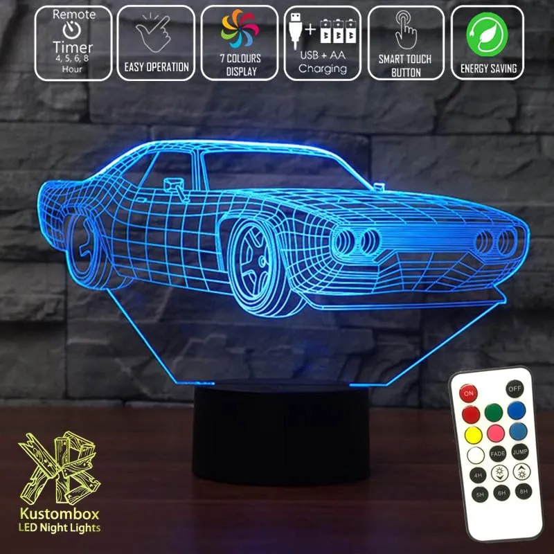 Ford Mustang Street Sports Car 3D LED Night Light Lamp