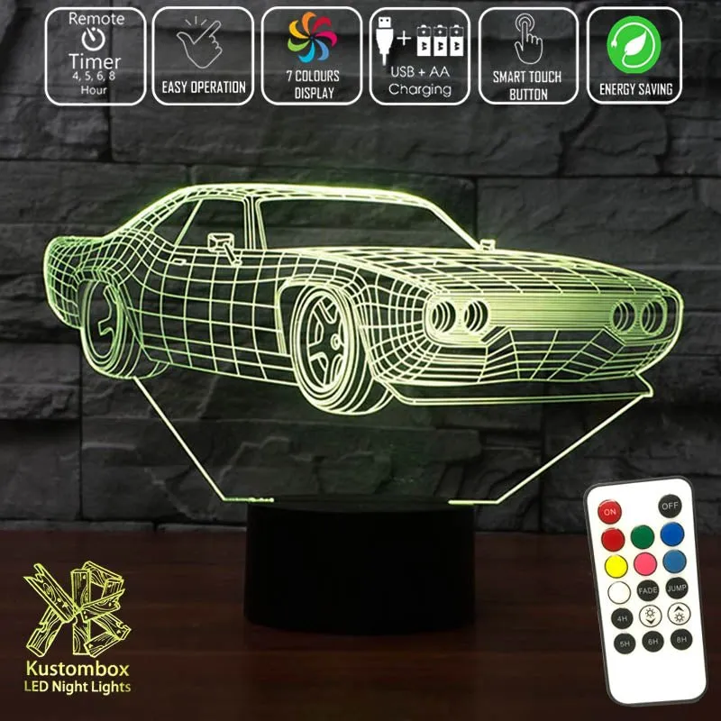 Ford Mustang Street Sports Car 3D LED Night Light Lamp